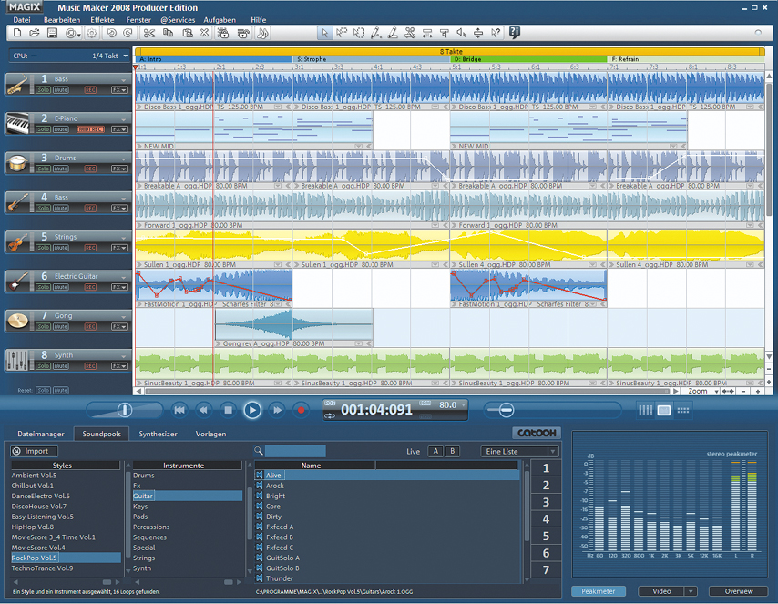 Screenshot vom Programm: MAGIX Music Maker Producer Edition