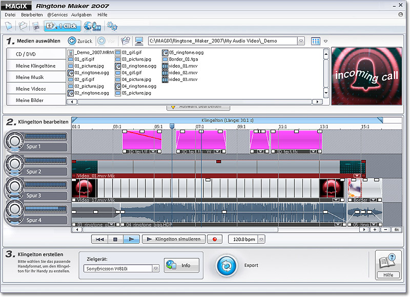 Screenshot vom Programm: MAGIX Ringtone Maker