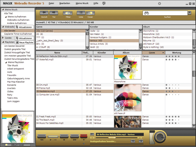 Screenshot vom Programm: MAGIX Webradio Recorder