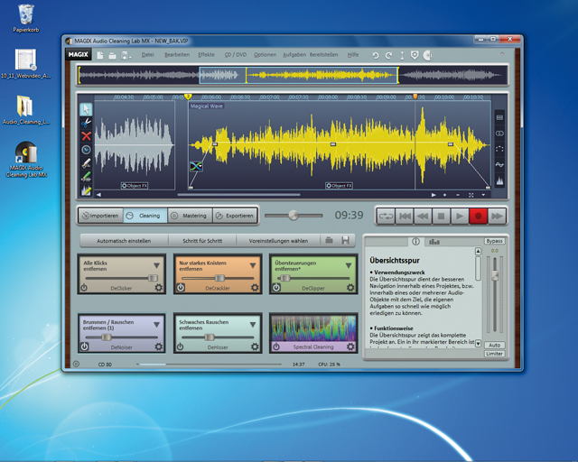 Screenshot vom Programm: MAGIX Audio Cleaning Lab