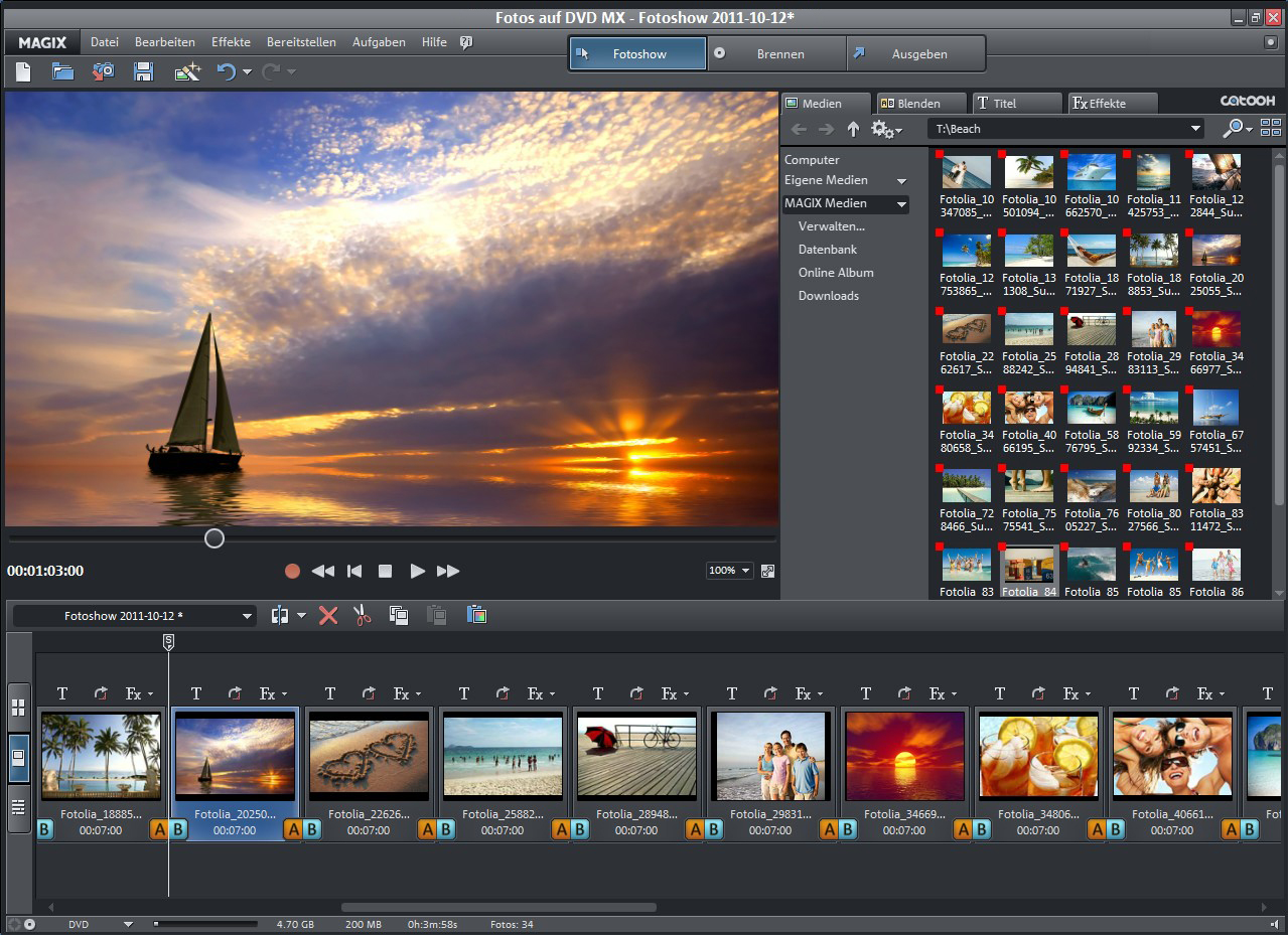 Screenshot vom Programm: MAGIX Fotos auf DVD