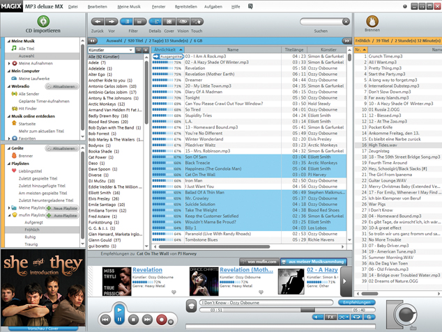 Screenshot vom Programm: MAGIX MP3 deluxe