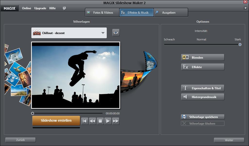 Screenshot vom Programm: MAGIX Slideshow Maker