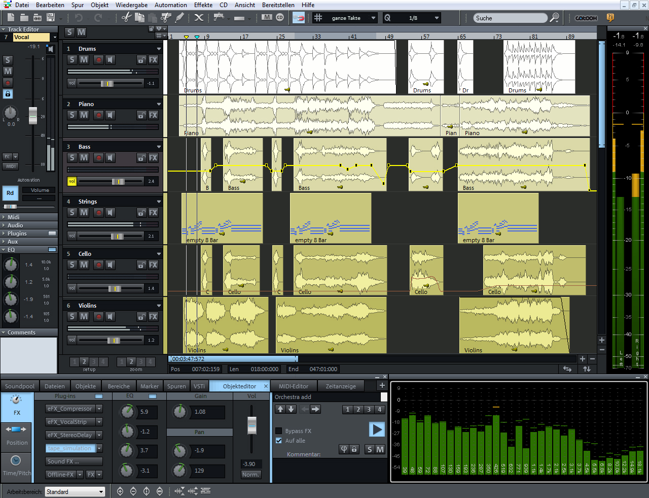 Screenshot vom Programm: Samplitude Music Studio